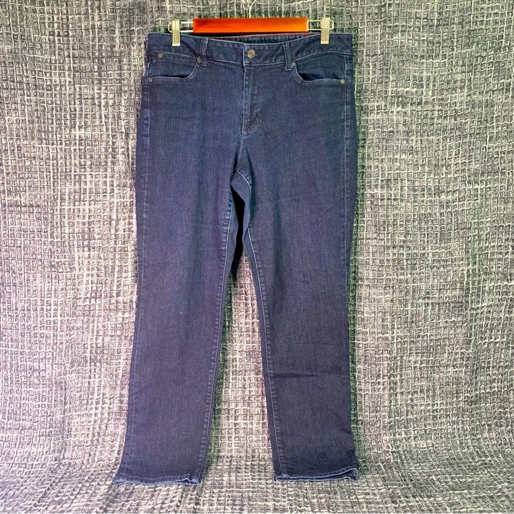 TALBOTS Curvy Slim Ankle Blue Denim Jeans Pants Size 12 Waist 31" FLAW #505